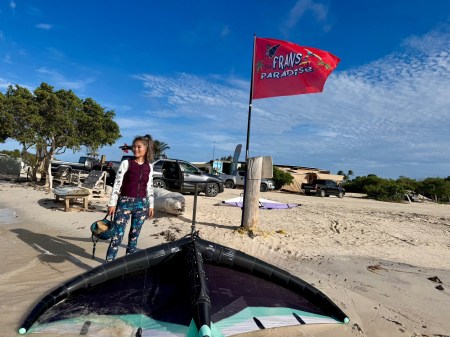 Wing foiling at Lac Bay, Bonaire