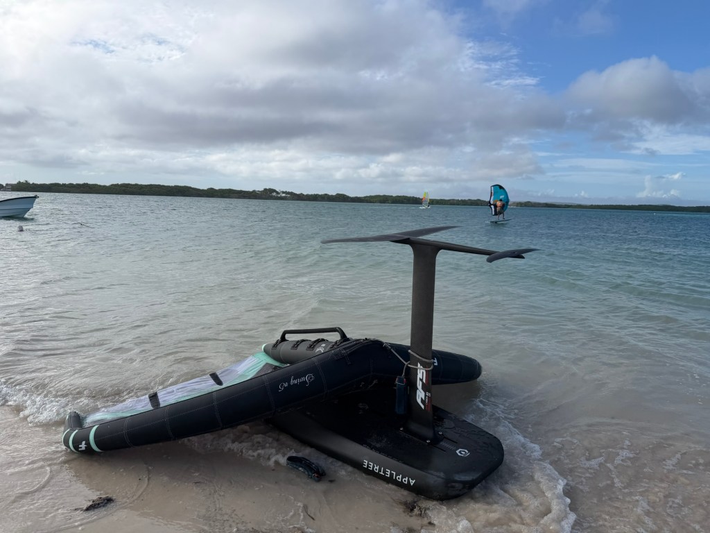 Wing foiling gear at The Frans Paradise, Lac Bay
