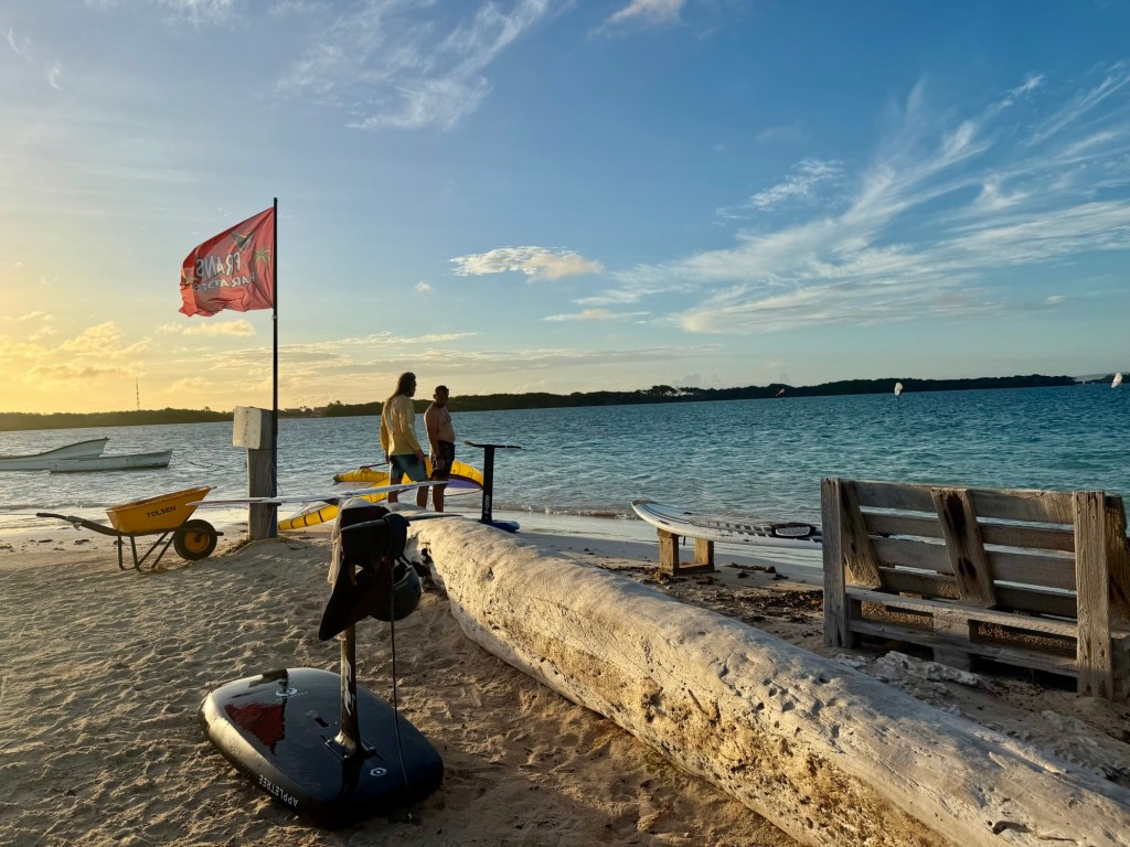Wing foiling on Lac Bay, Bonaire